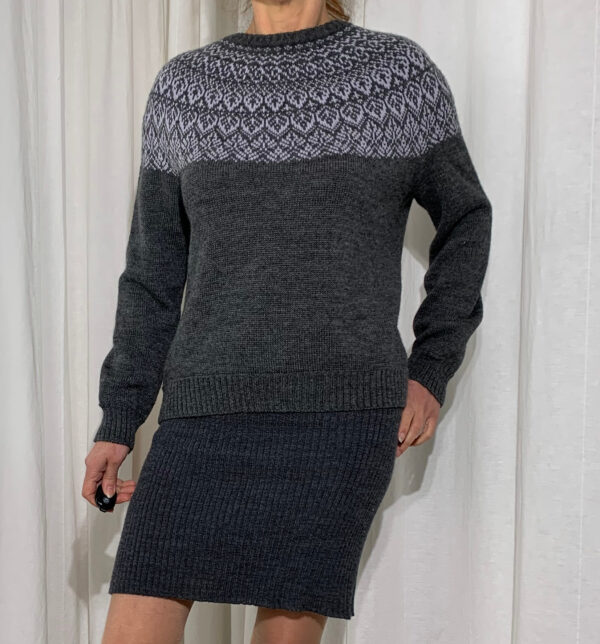 100% Wolle Norweger-Strickpullover  Norweger-Strickpullover Farbe Grau-hellgrau